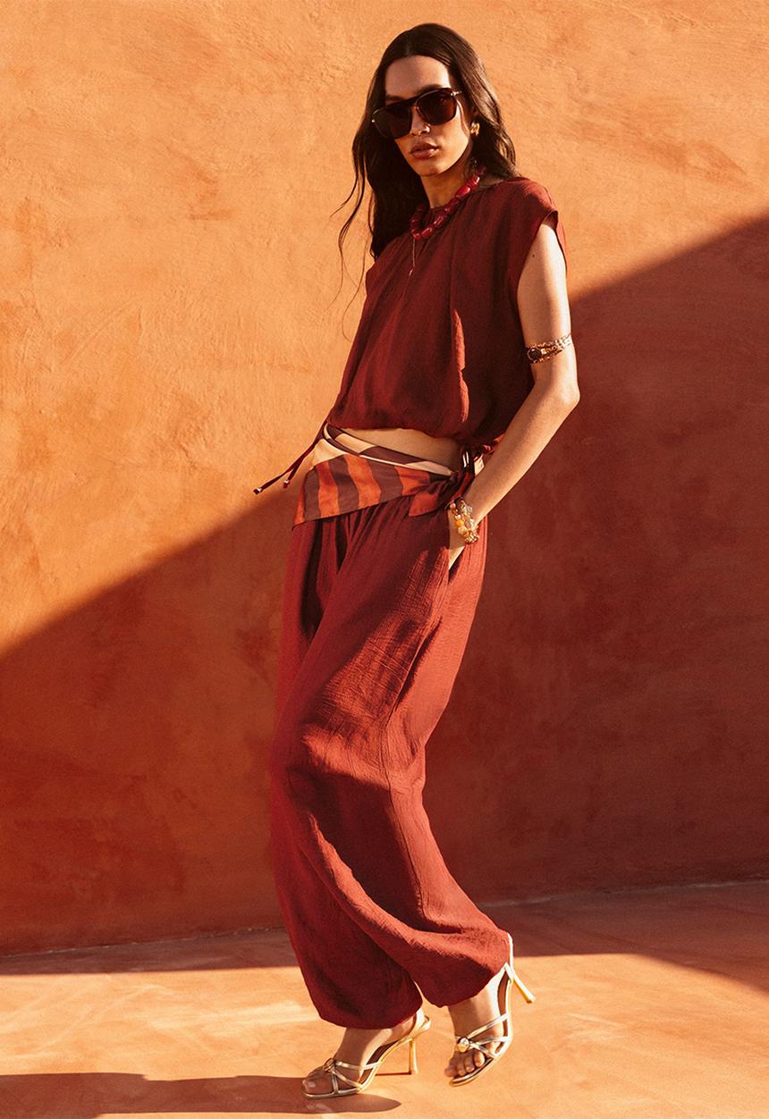 New Look - Kendall crinkle balloon trouser - rust