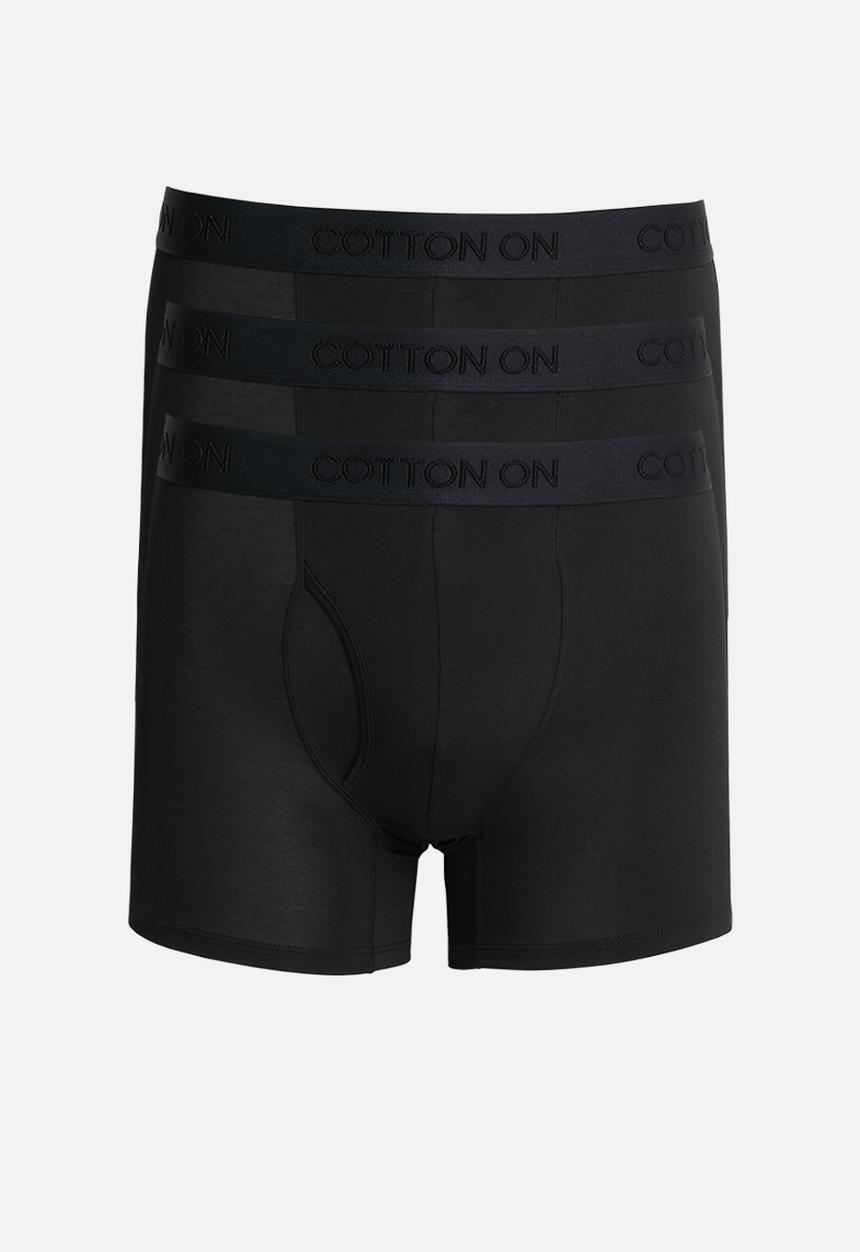 Cotton On - 3 Pack Mens Comfort Stretch Boxer Brief - Black