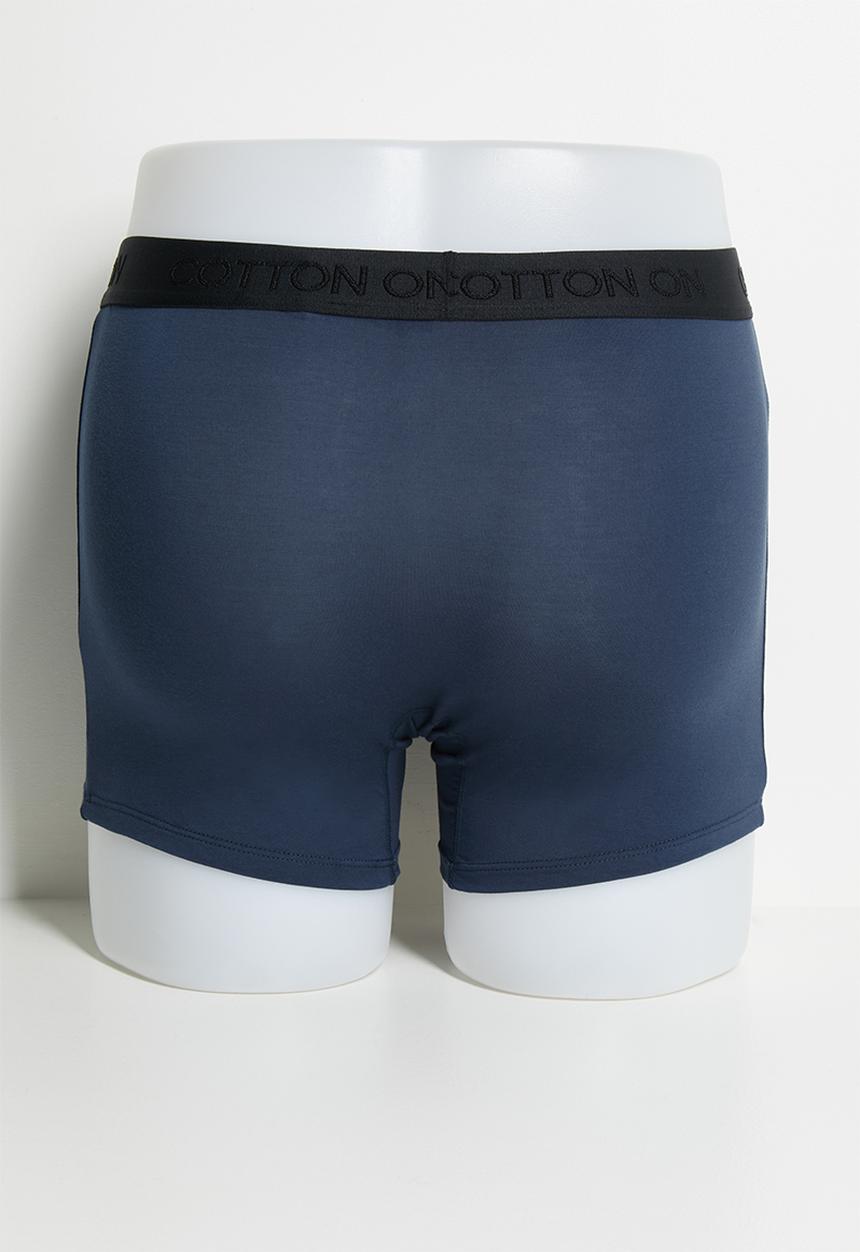 Cotton On - 3 Pack Mens Comfort Stretch Boxer Brief - Black/Navy/Grey
