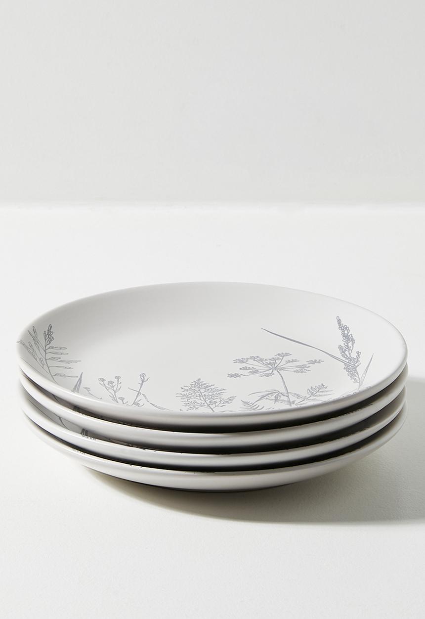 Excellent Houseware - Flora side plate set of 4 - Grey