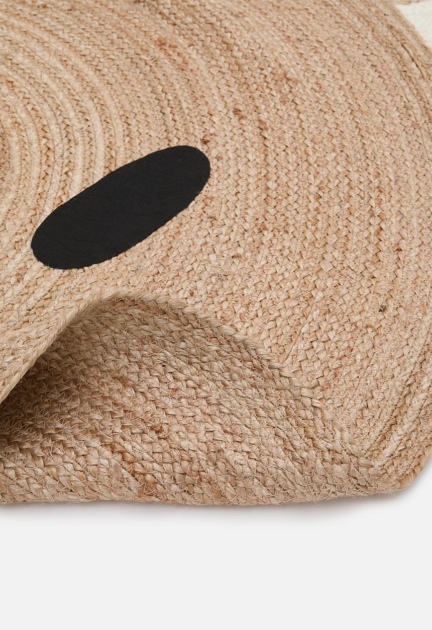 H&S - Round Jute Teddy Rug 120cm - neutral
