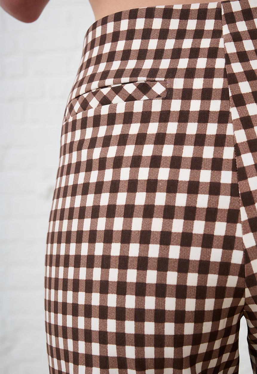 Me&B - Bengaline Cropped Pants - Choc Gingham