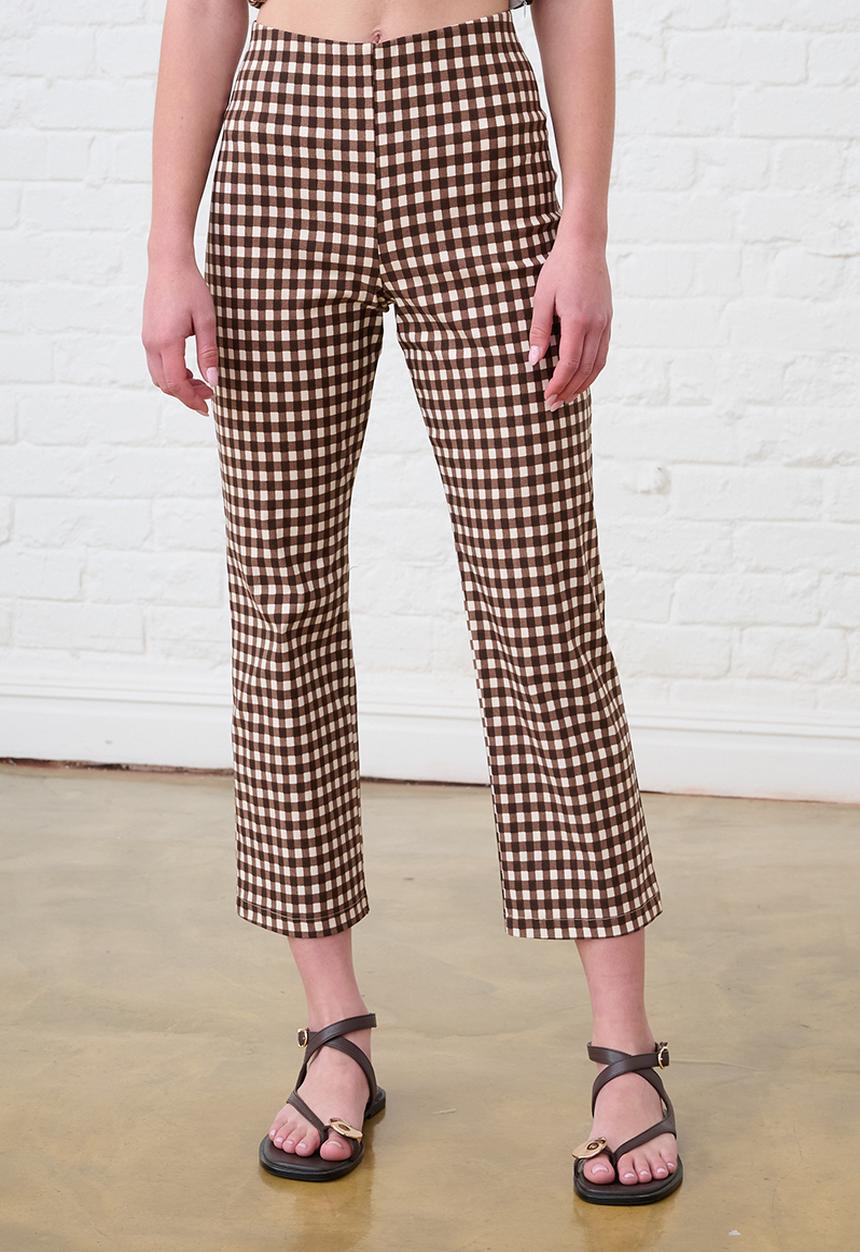Me&B - Bengaline Cropped Pants - Choc Gingham