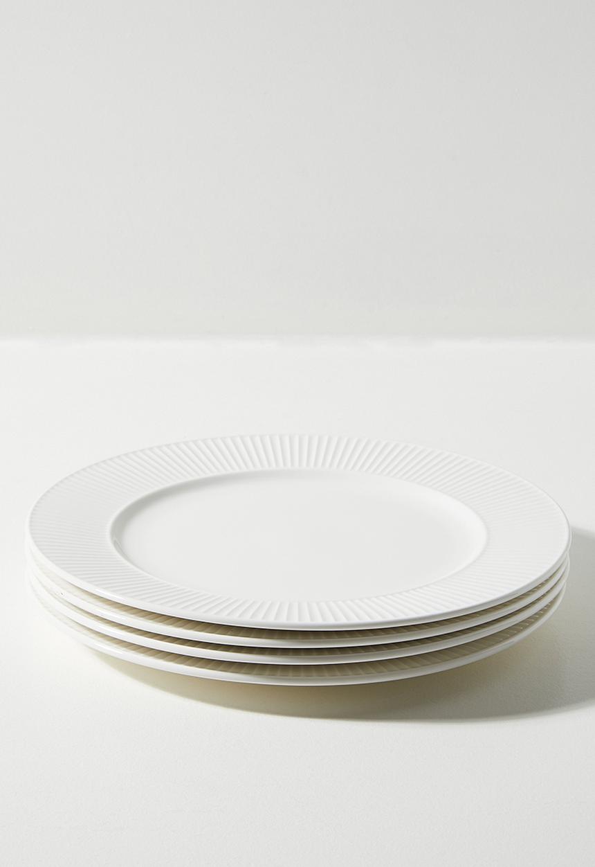 Excellent Houseware - Sia porcelain dinner plate set of 4 - White