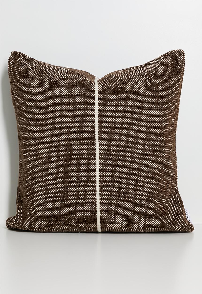 Sixth Floor - Contrast Embroidery Woven Cushion Cover - Choc