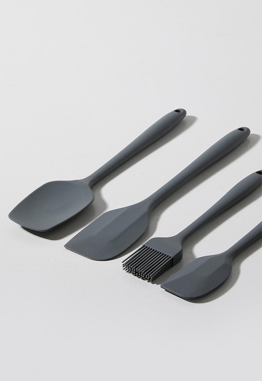 Excellent Houseware - Silicone kitchen utensil set of 4 - Grey