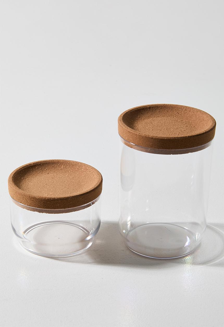Bathroom Solutions - 5pc glass & cork storage set