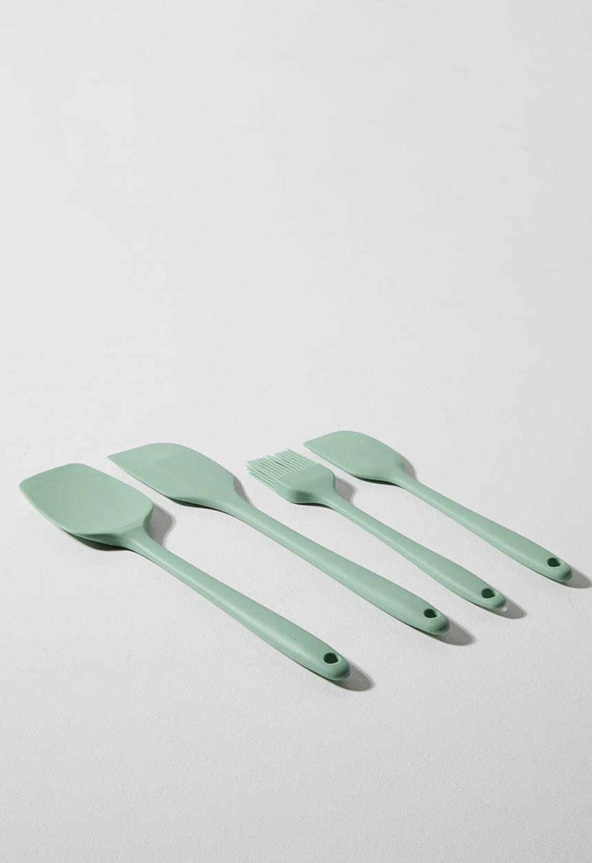 Excellent Houseware - Silicone kitchen utensil set of 4 - Sage