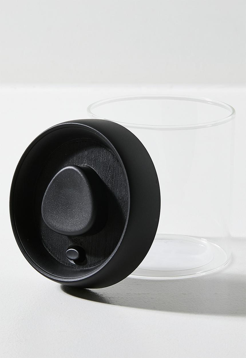 Excellent Houseware - Boro glass storage jar - Black