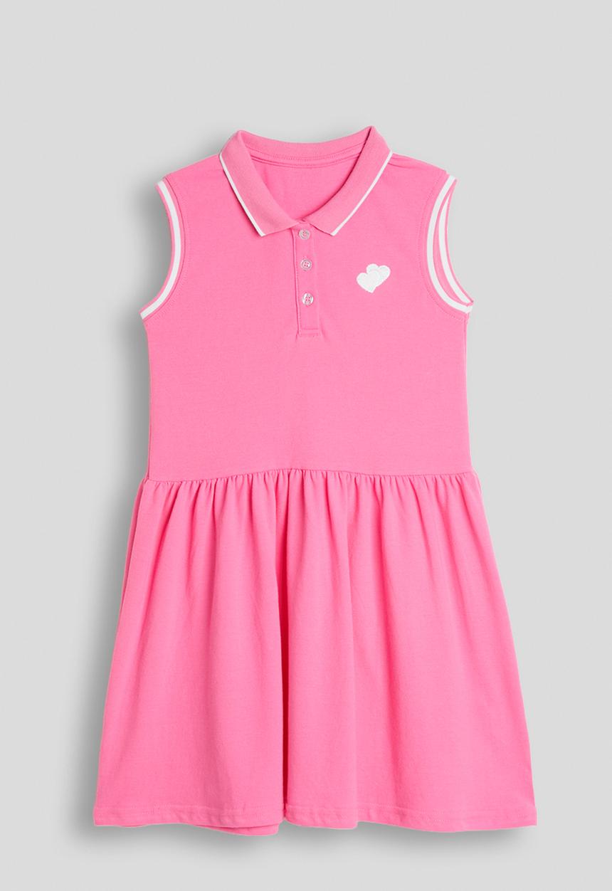 Pop Candy - Heart embroidered golfer dress - hot pink