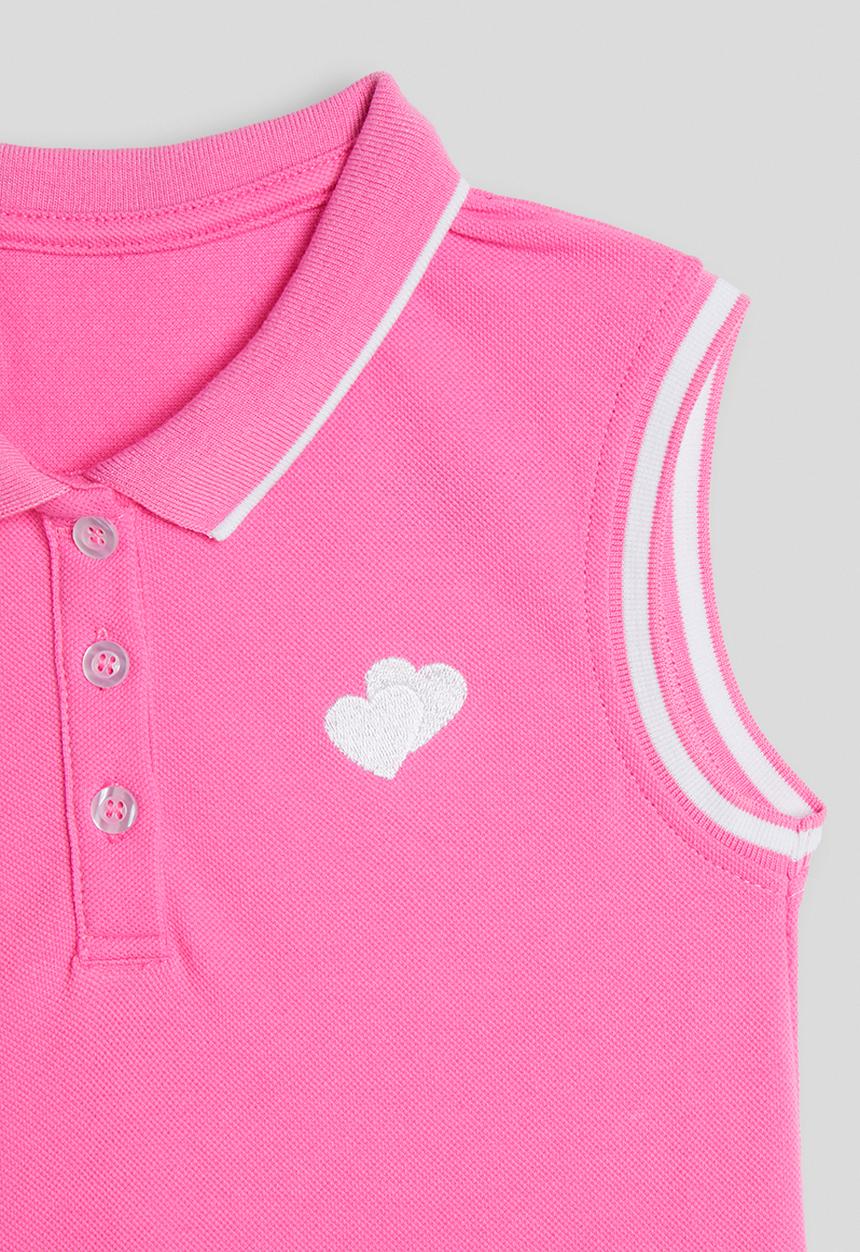 Pop Candy - Heart embroidered golfer dress - hot pink