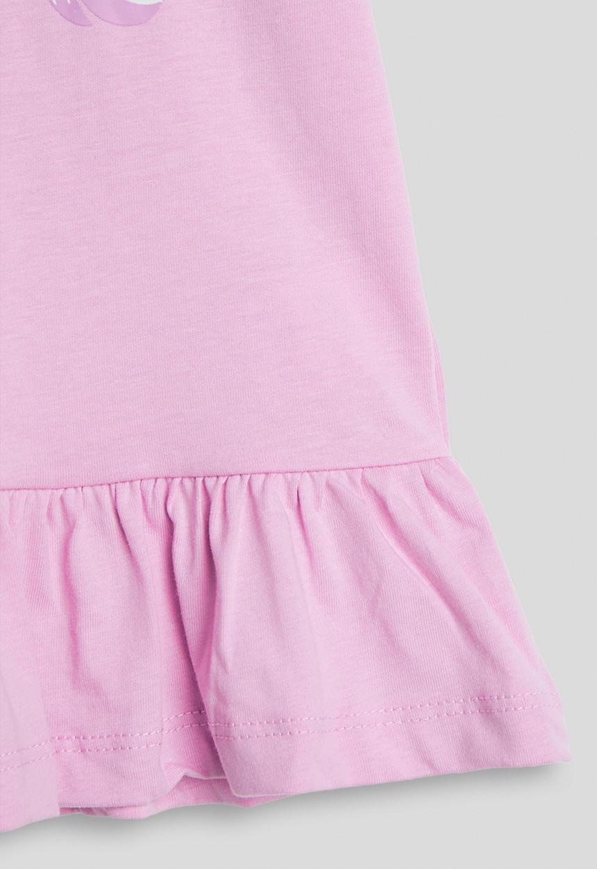 Pop Candy - Unicorn graphic t-shirt dress with hem frill - pink