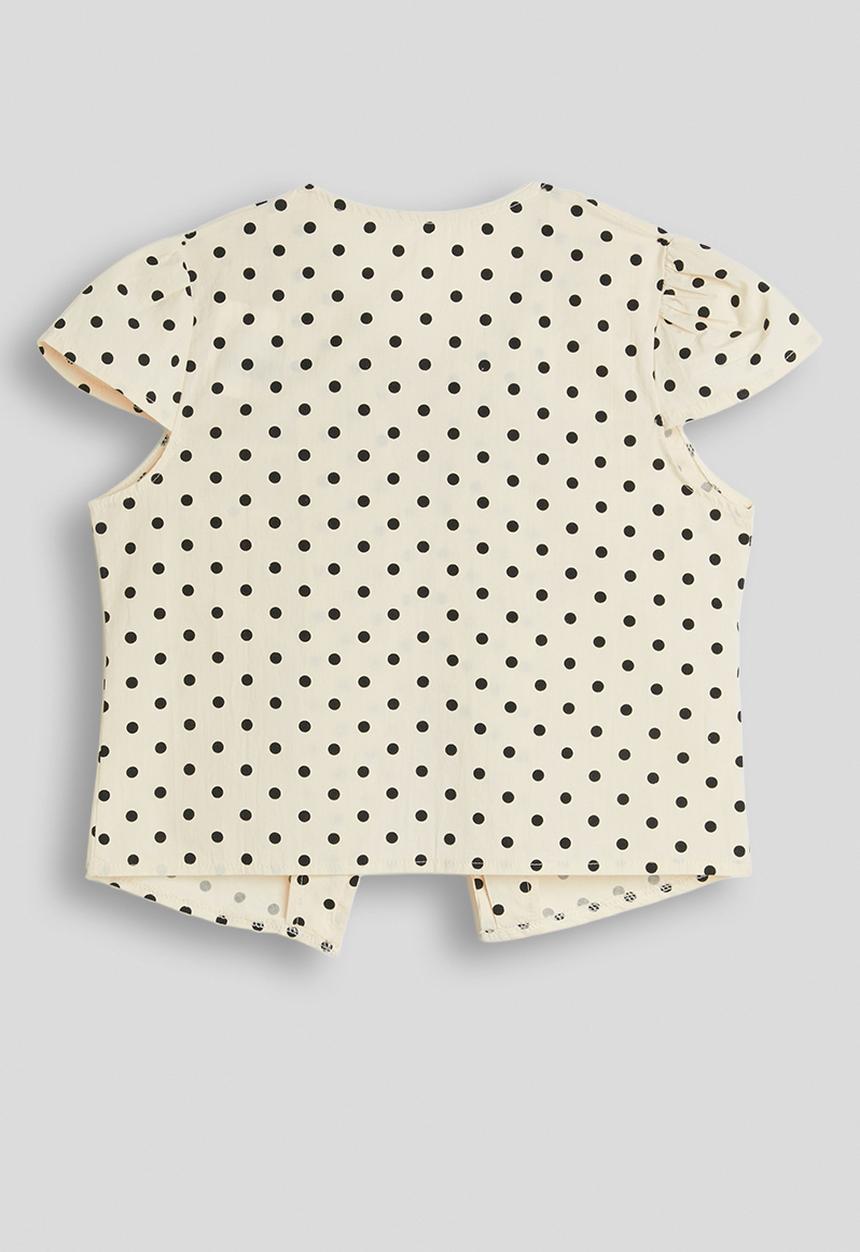 Pop Candy - Ruched front blouse - off white/polka dots
