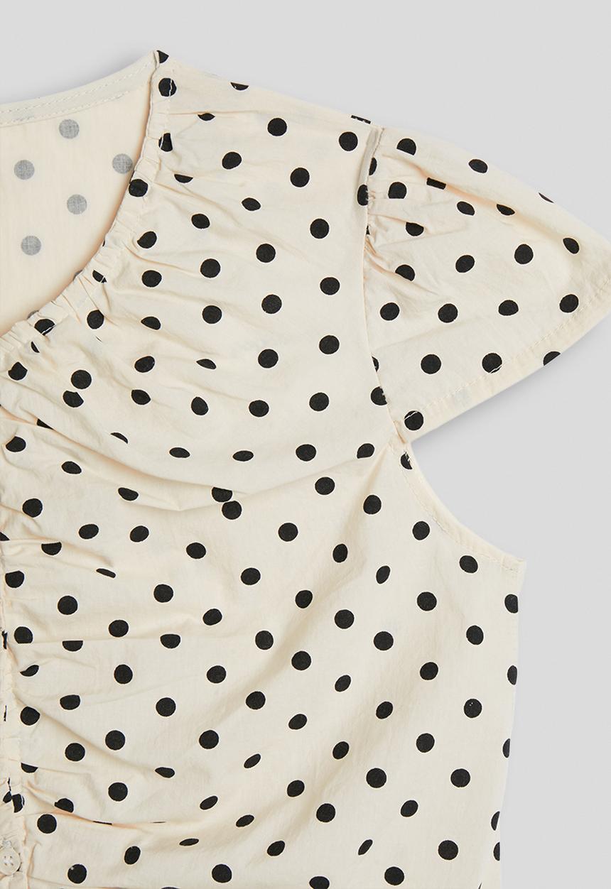 Pop Candy - Ruched front blouse - off white/polka dots