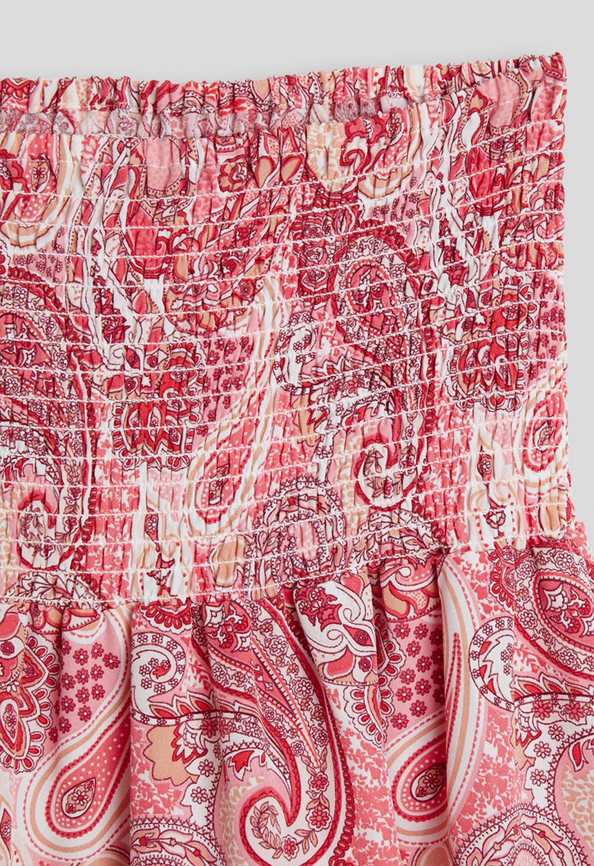 Pop Candy - Paisley print shirred bodice dress - pink