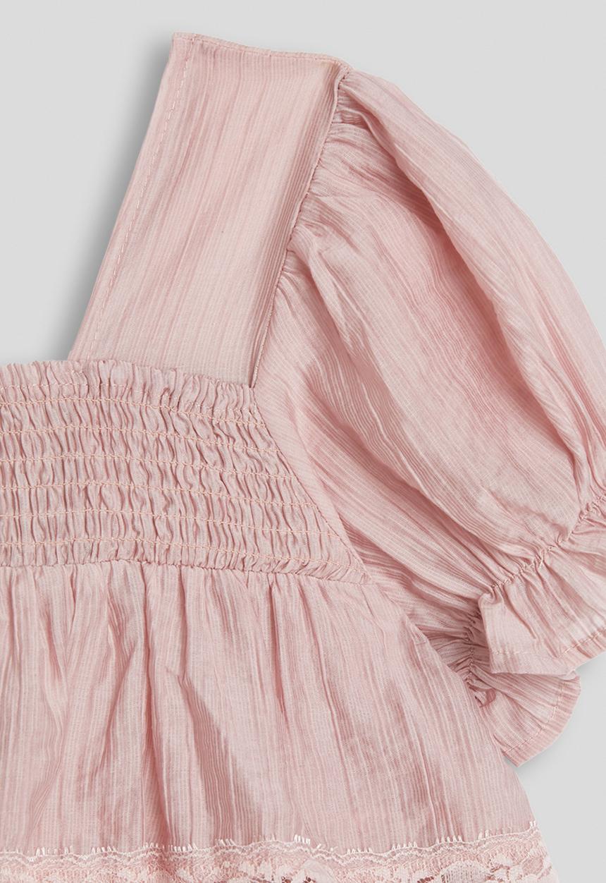 Pop Candy - Puff sleeve ra-ra blouse - dusty pink