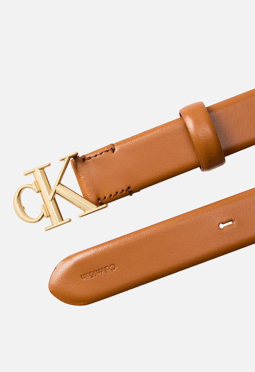 Calvin Klein - Round ck buckle 30mm belt smooth - argan oil / antique light gold