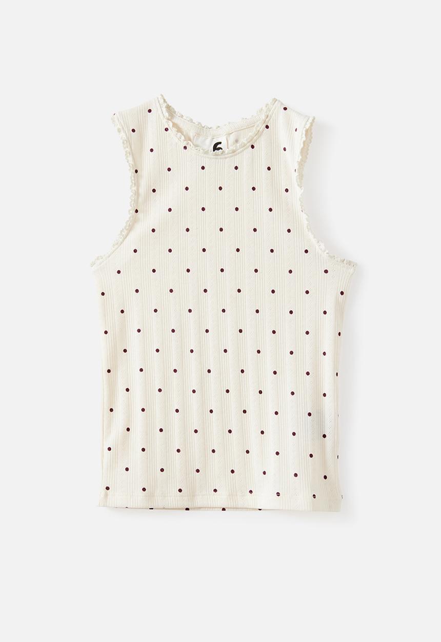 Cotton On - Eleanor Tank - Vanilla/Bordeaux Spot