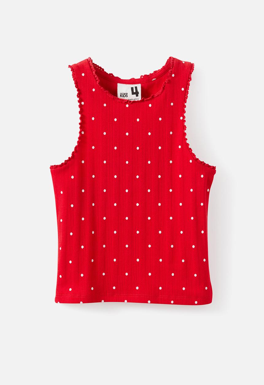 Cotton On - Eleanor Tank - Varsity Red/Vanilla Spot