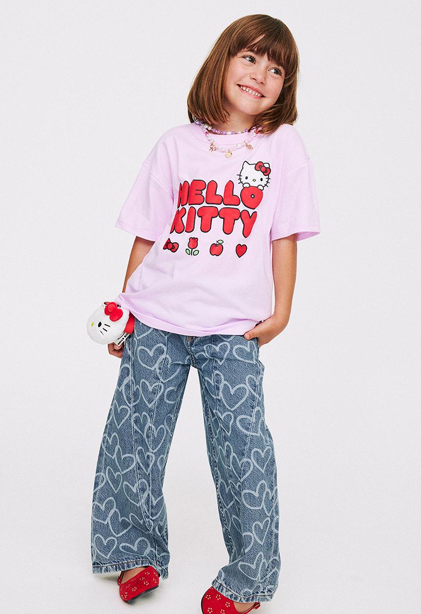 Cotton On - License Drop Shoulder Short Sleeve Tee - Lcn San Tea Party Pink/Hello Kitty Love