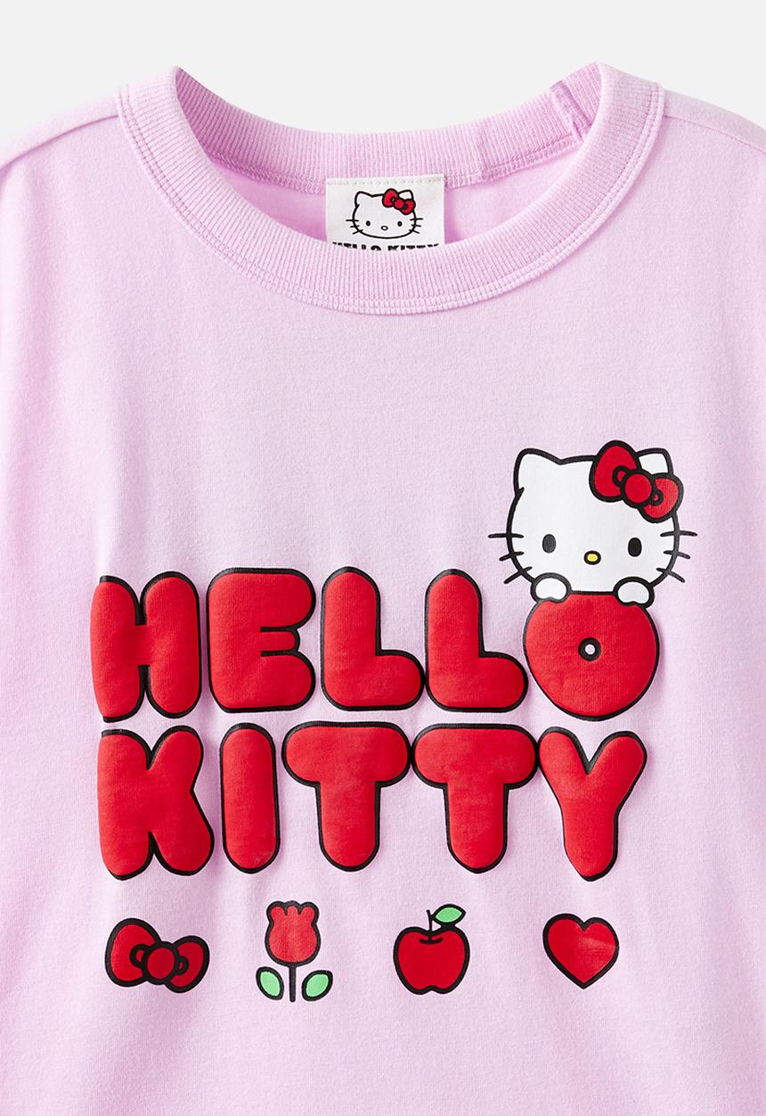 Cotton On - License Drop Shoulder Short Sleeve Tee - Lcn San Tea Party Pink/Hello Kitty Love