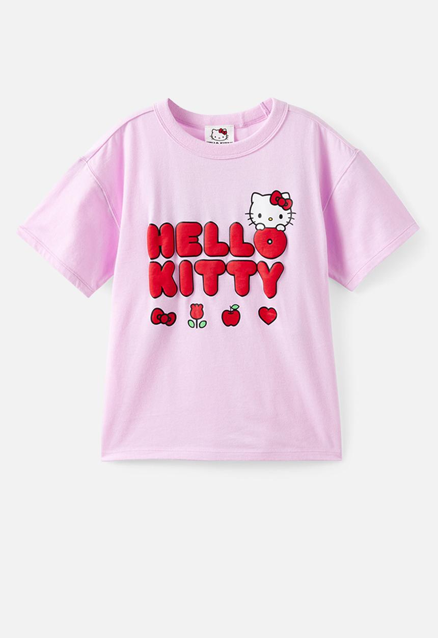 Cotton On - License Drop Shoulder Short Sleeve Tee - Lcn San Tea Party Pink/Hello Kitty Love