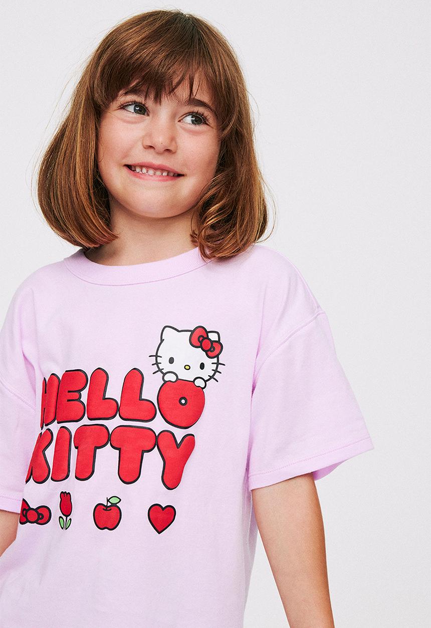 Cotton On - License Drop Shoulder Short Sleeve Tee - Lcn San Tea Party Pink/Hello Kitty Love