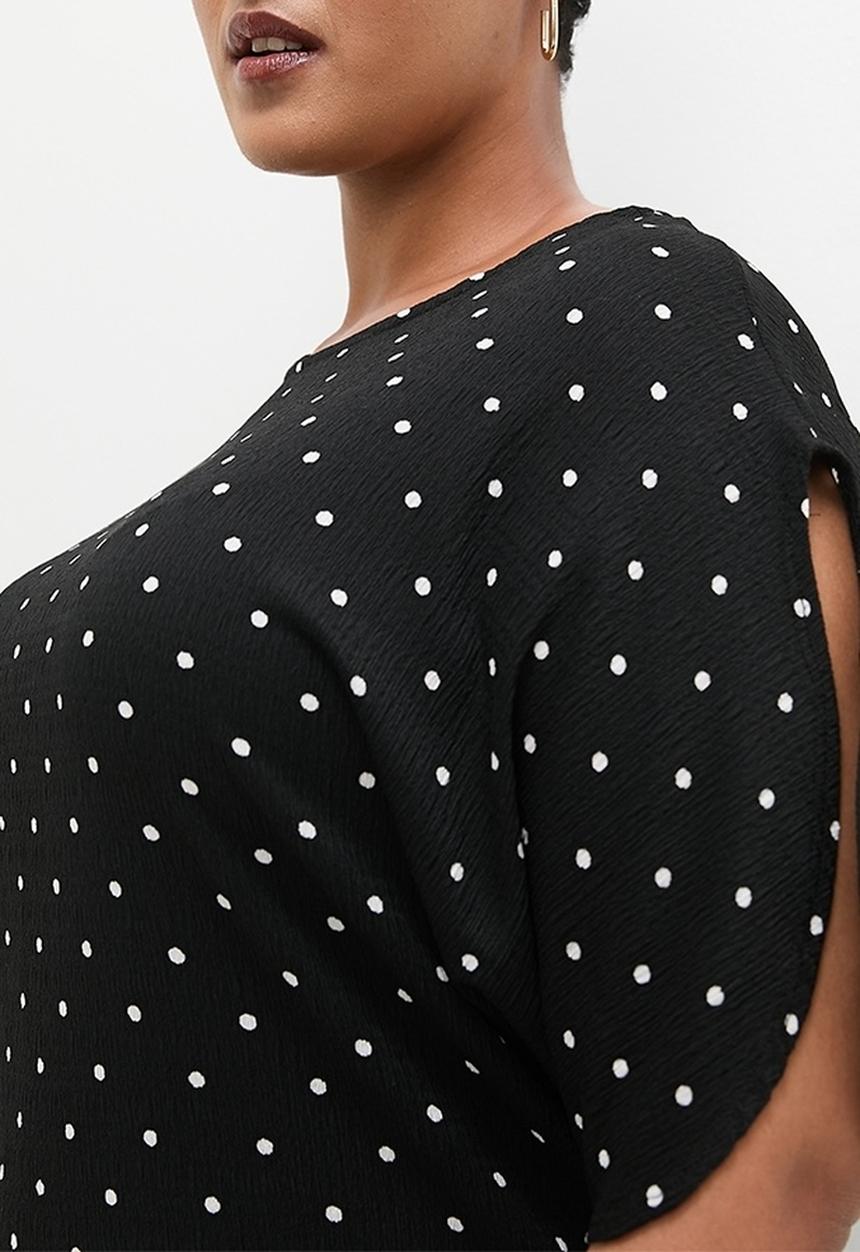 Superbalist - Puff sleeve texture midi dress - black & white print