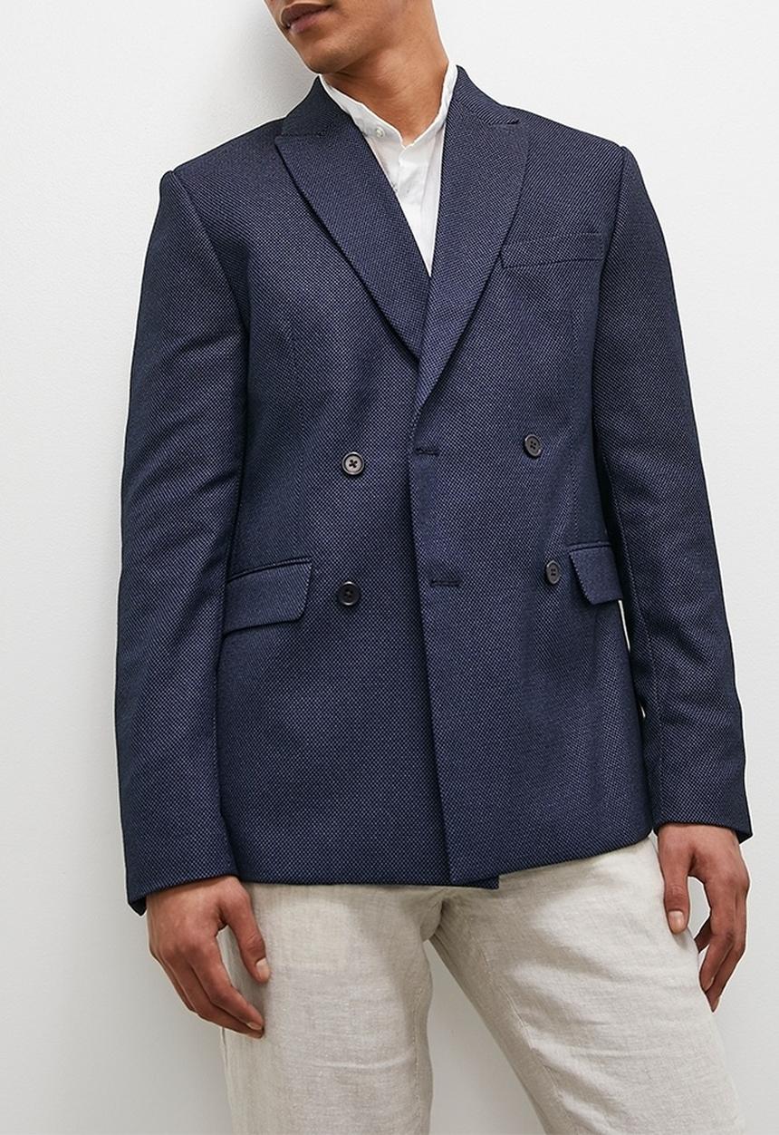 Superbalist - Double breasted slim fit textured blazer - navy 