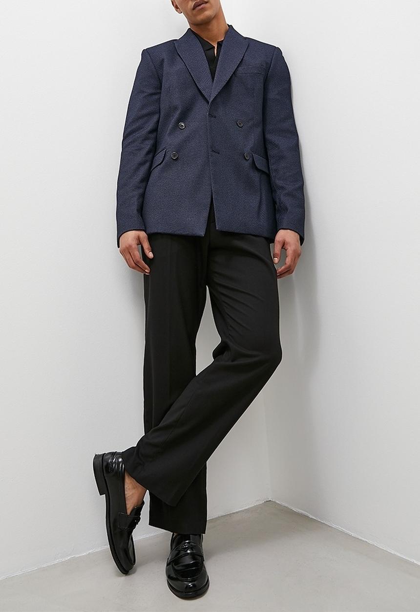 Superbalist - Double breasted slim fit textured blazer - navy 