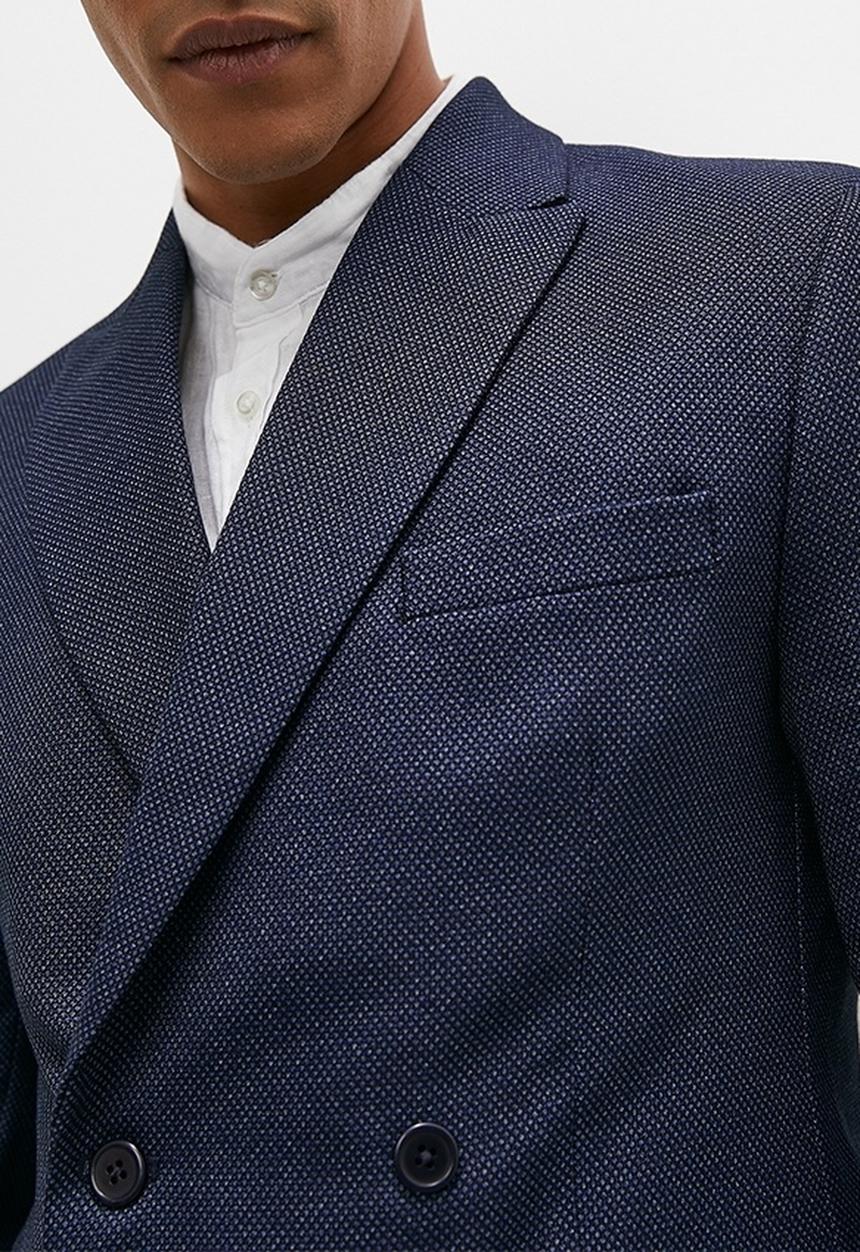 Superbalist - Double breasted slim fit textured blazer - navy 