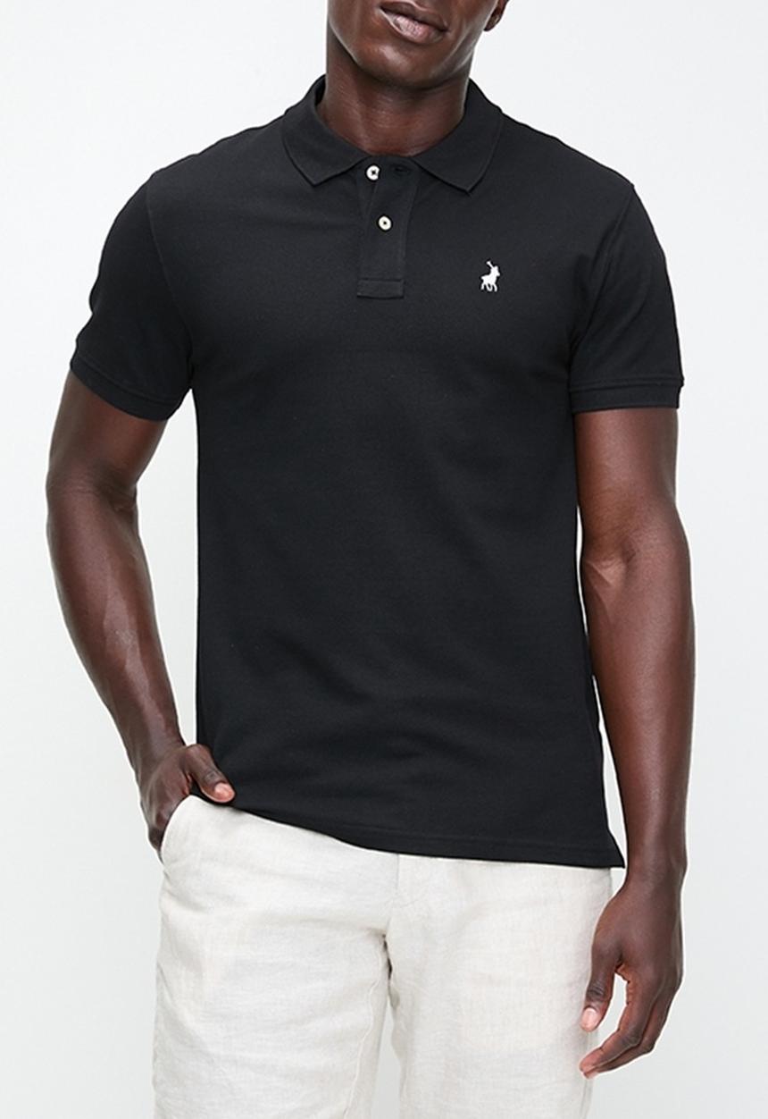 POLO - Mens stretch pique short sleeve golfer - black