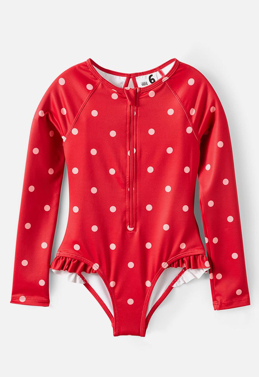 Cotton On - Lydia Low One Piece - Varsity Red/Vanilla Spot