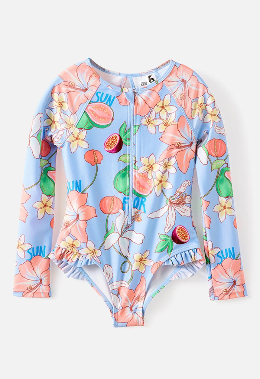 Cotton On - Lydia Low One Piece - Dawn Blue/Tropical Floral