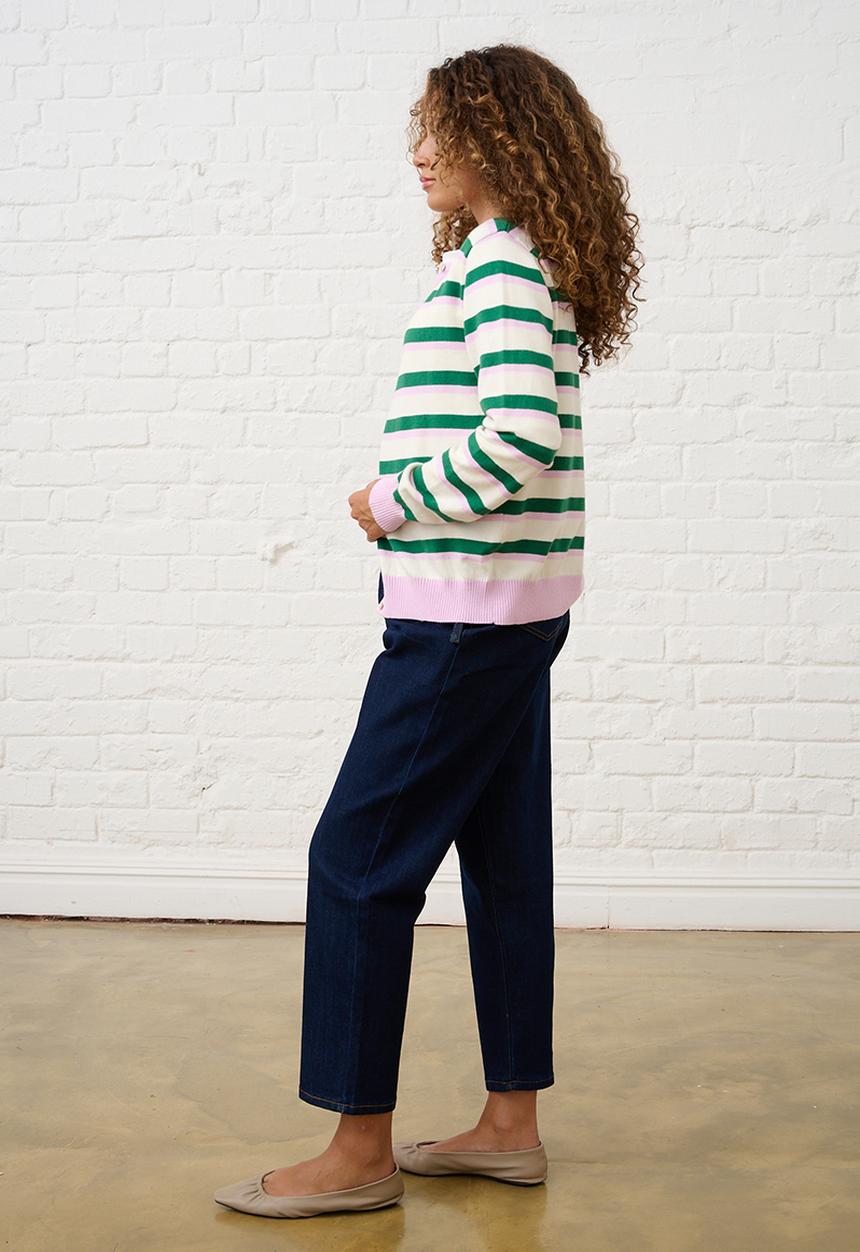 Me&B - Belted Mom Jeans - Dark Wash