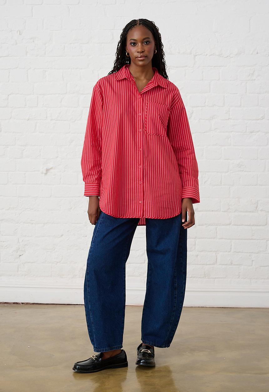 Me&B - Ultimate Stripe Cotton Shirt - Red