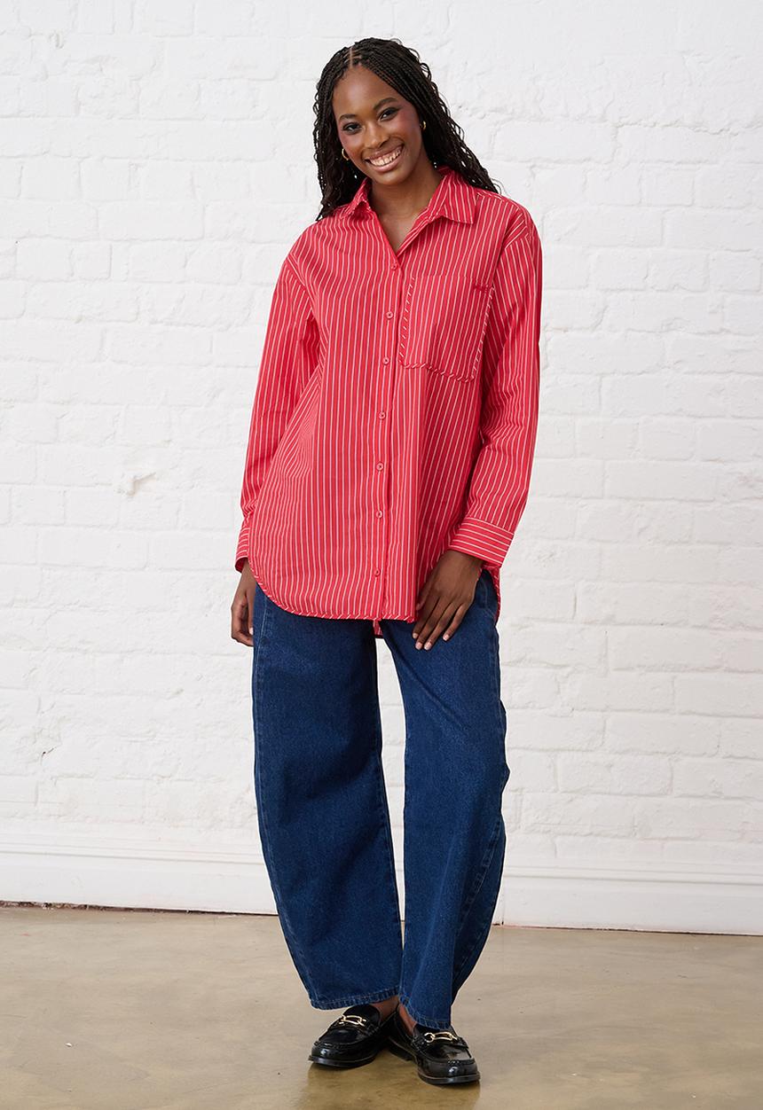 Me&B - Ultimate Stripe Cotton Shirt - Red