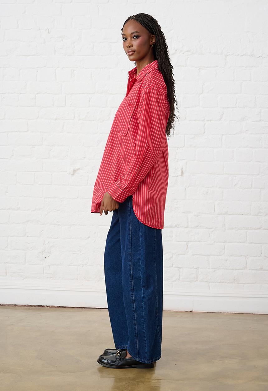 Me&B - Ultimate Stripe Cotton Shirt - Red