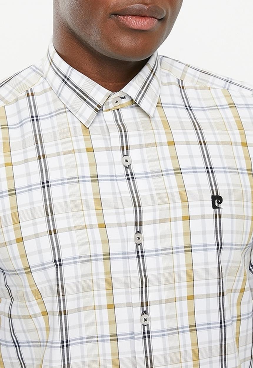 Pierre Cardin - Pc179 checked  formal shirt - white