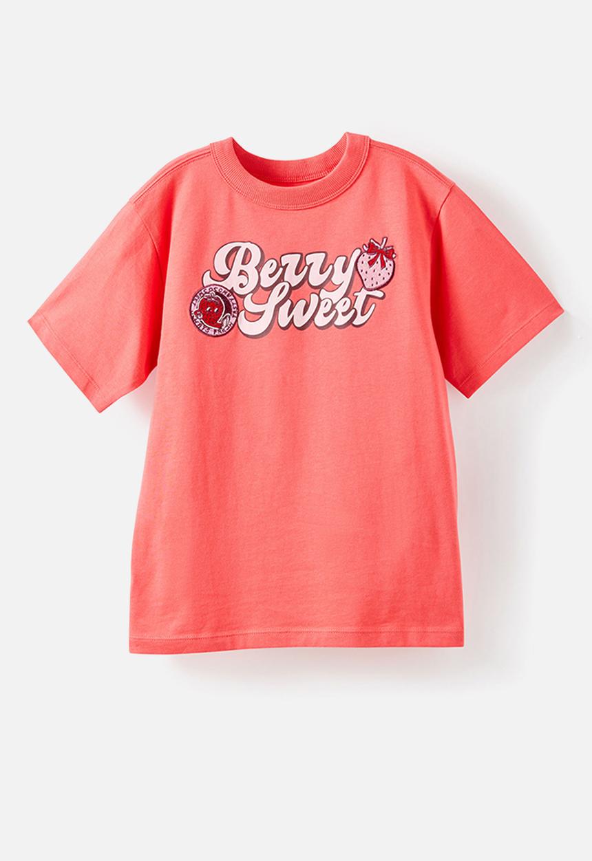Cotton On - Poppy Oversize Graphic Print Tee - Coral Red/Funday Club