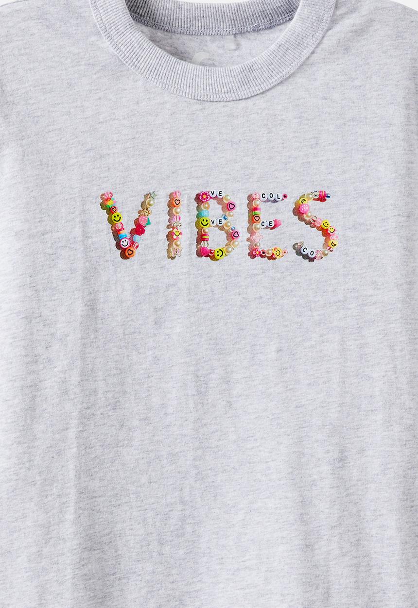 Cotton On - Essential Short Sleeve Graphic Tee - Grey Marle/Vibes