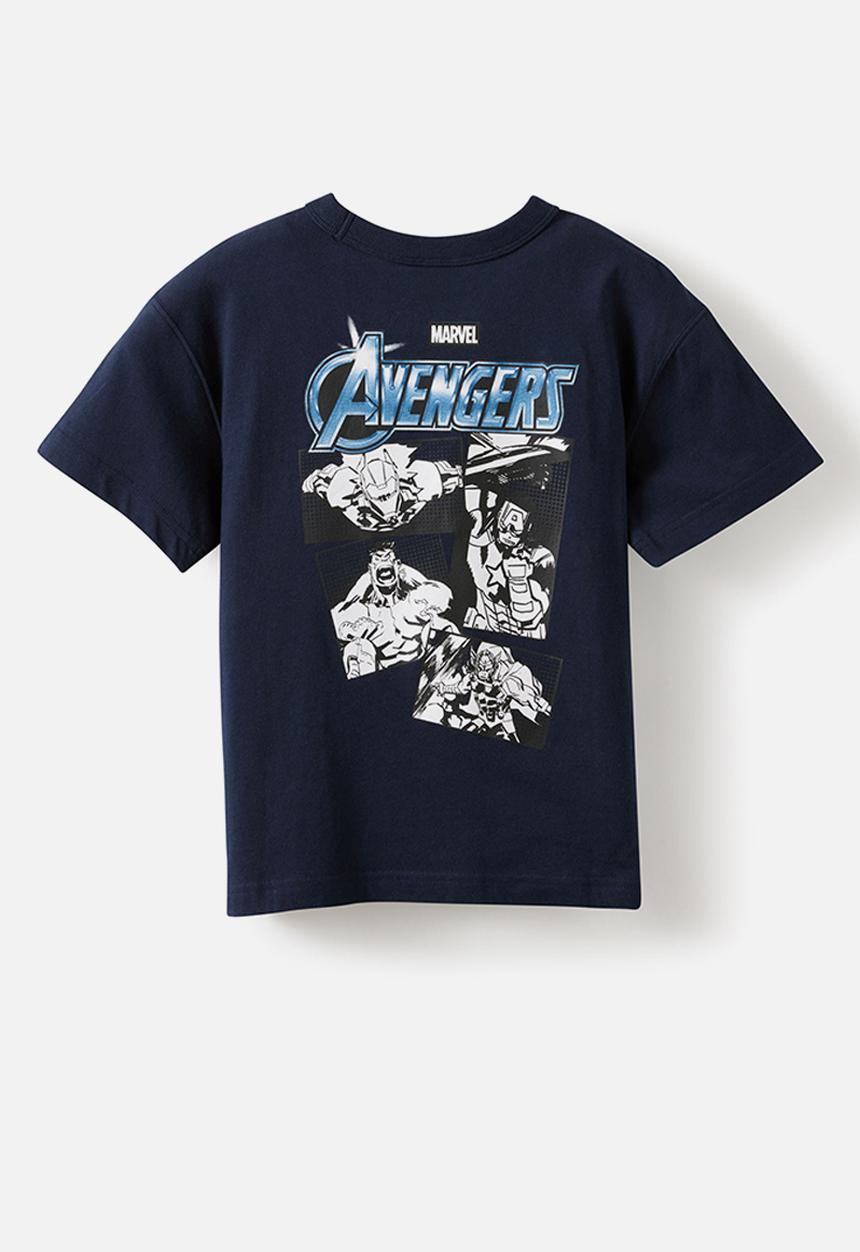 Cotton On - Licensed Drop Shoulder Short Sleeve Tee -  Lcn Mar Squid Ink/Advengers Squad