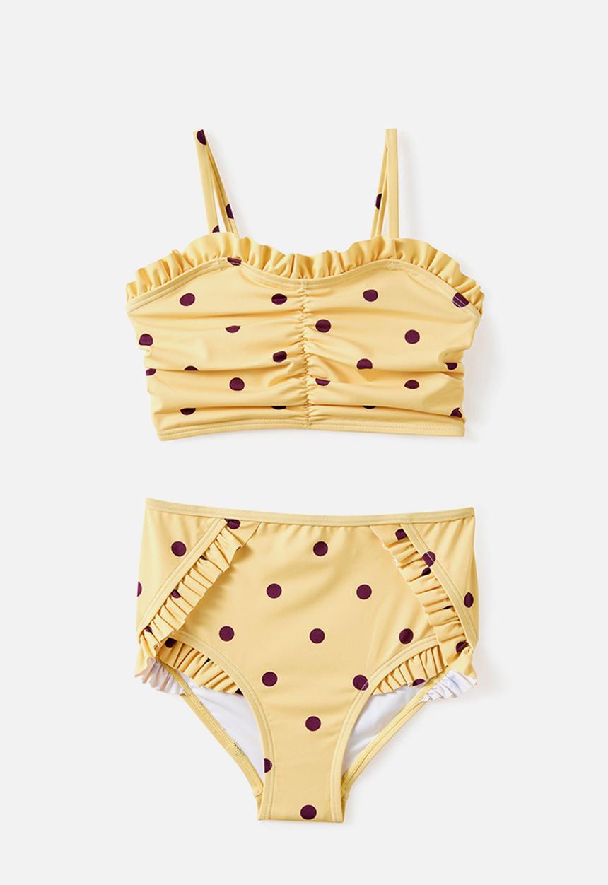 Cotton On - Claire Frill Bikini - Baby Yellow/Bordeaux  Spot
