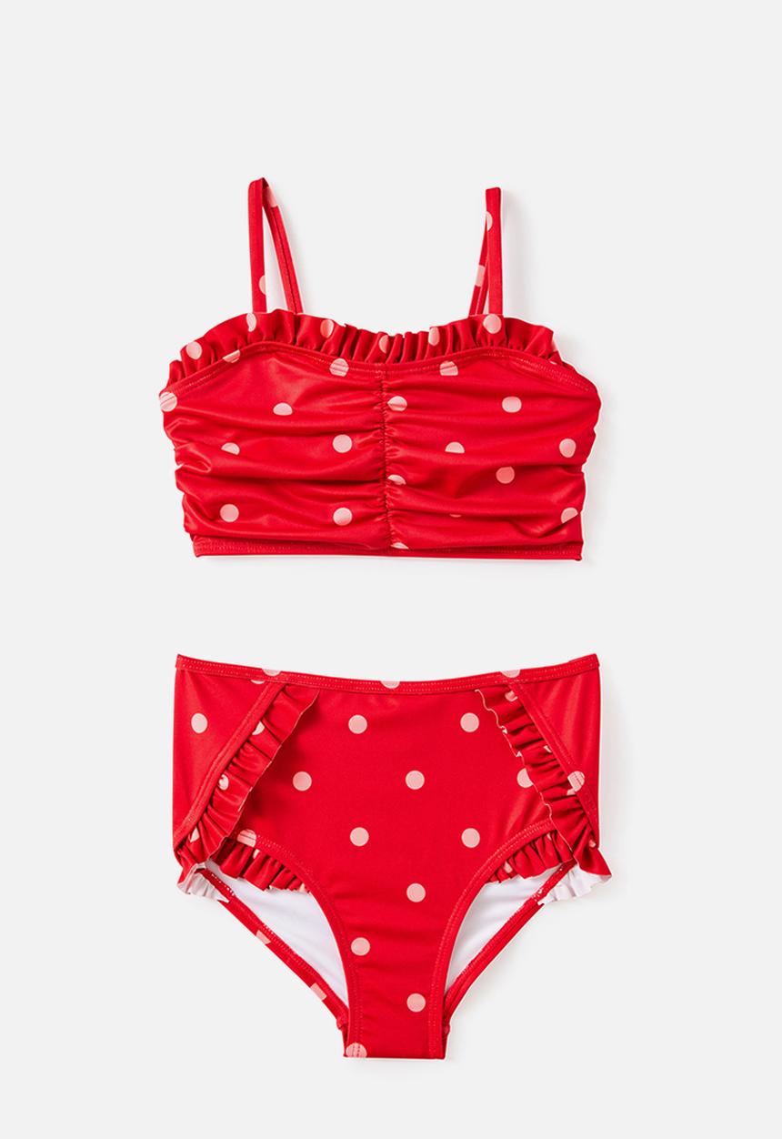 Cotton On - Claire Frill Bikini - Varsity red/marshmallow Spot