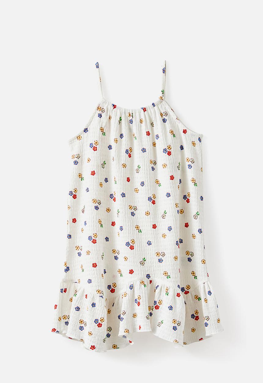 Cotton On - Hazel Scalloped Sleeveless Dress - Vanilla/Sweet Floral