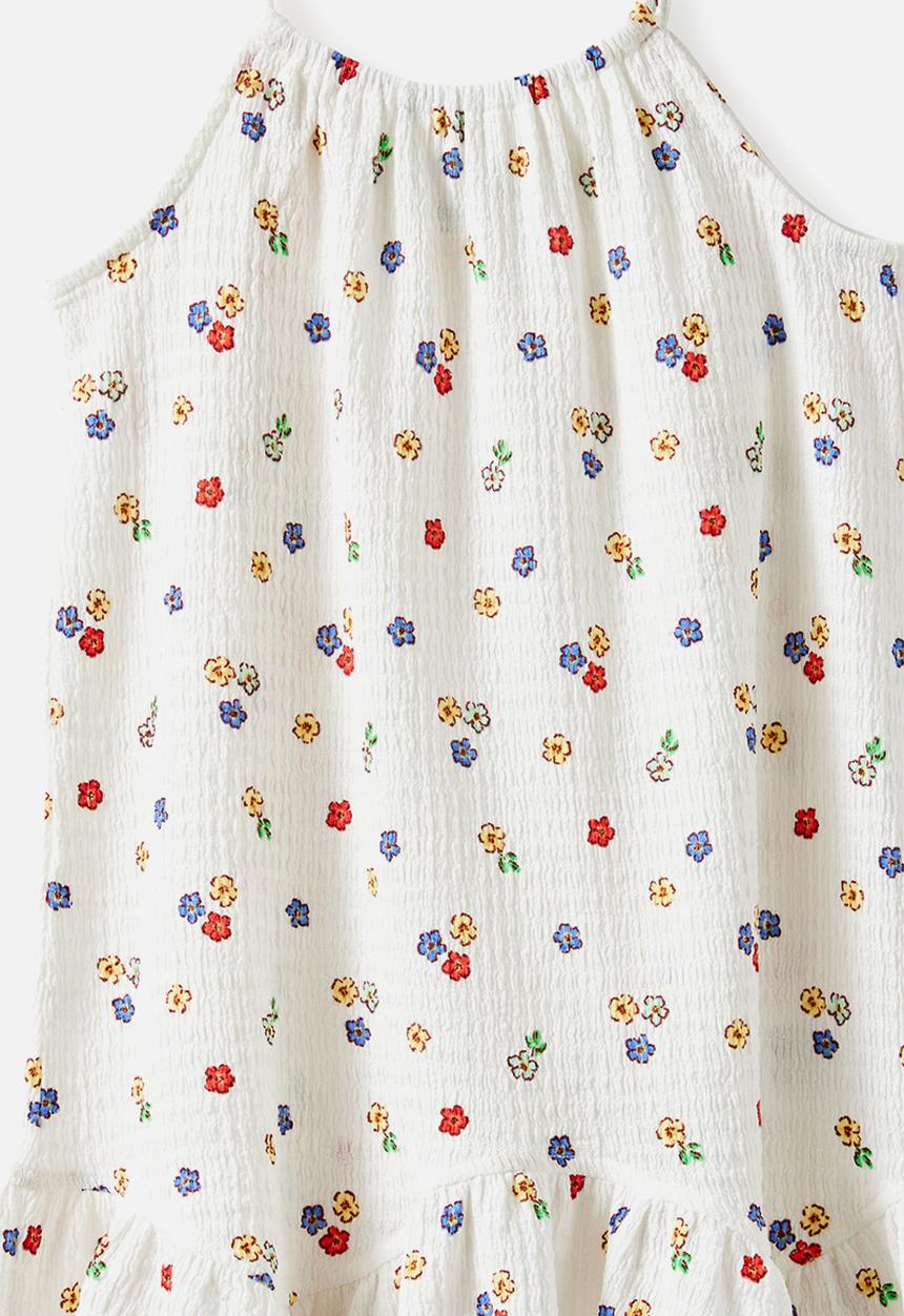 Cotton On - Hazel Scalloped Sleeveless Dress - Vanilla/Sweet Floral
