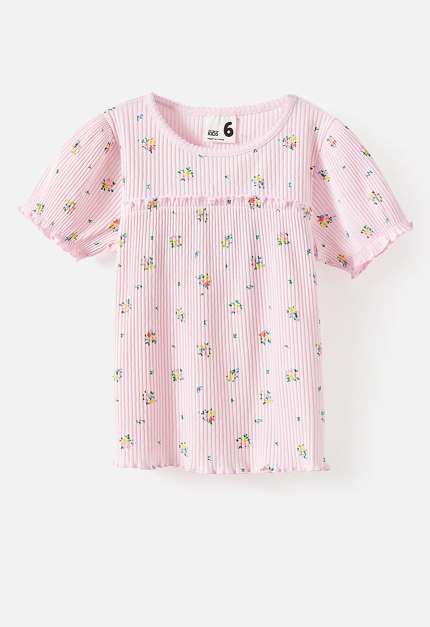 Cotton On - Posie Puff Sleeve Baby Tee - Tea Party Pink/Floral Ditsy