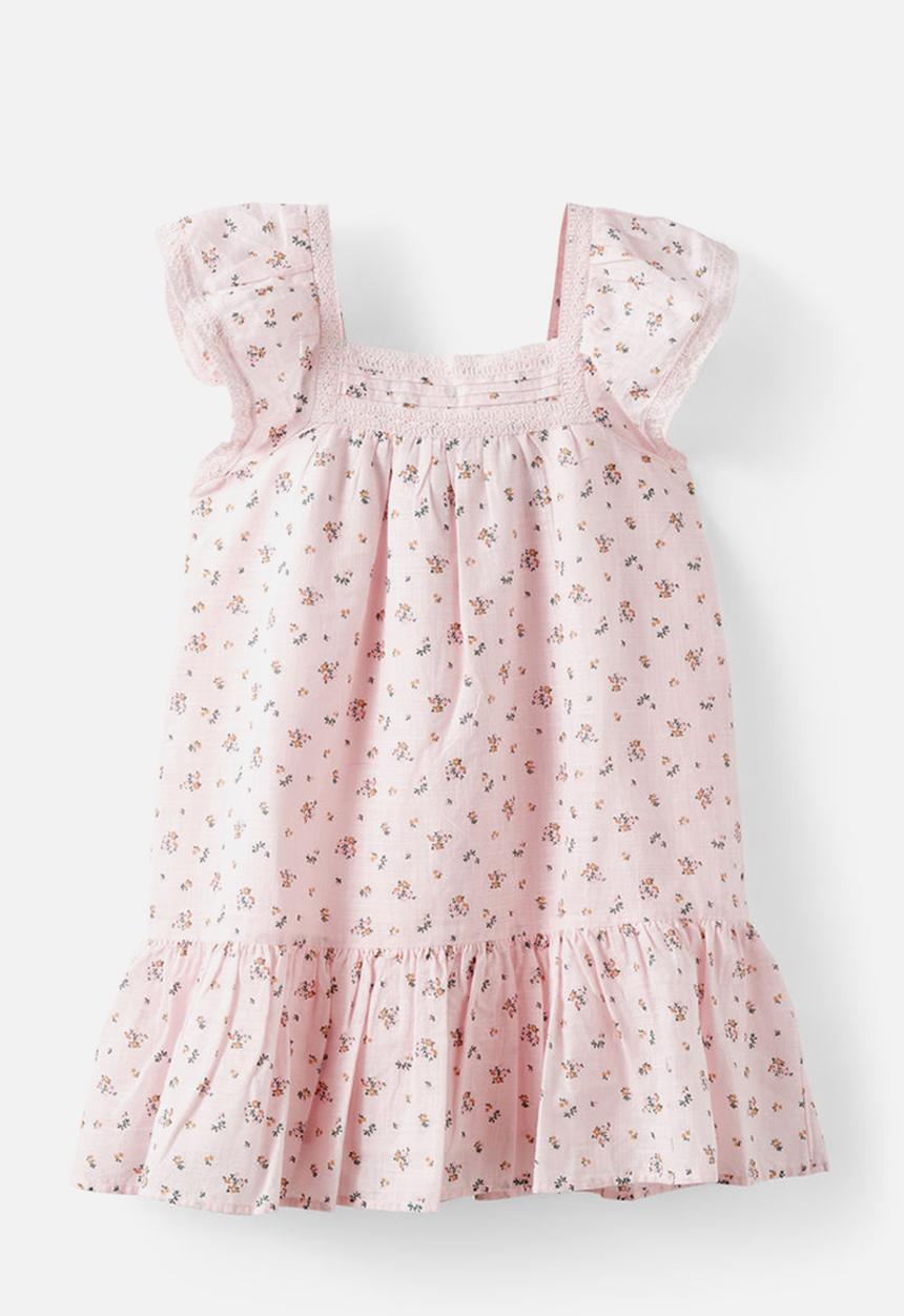 Cotton On - Billie Flutter Sleeve Dress - Tea Party Pink/Floral