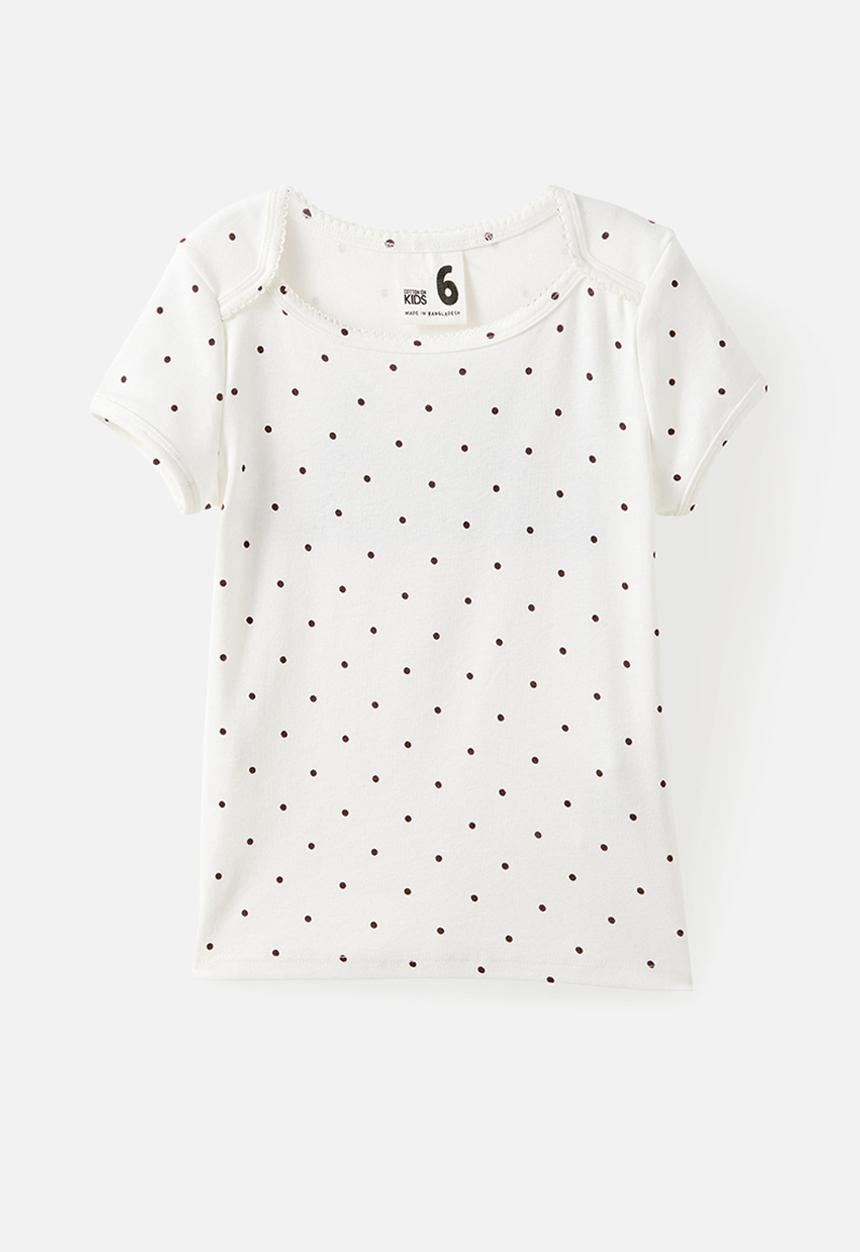Cotton On - Raya Square Neck Tee - Vanilla/Rocky Road Spot