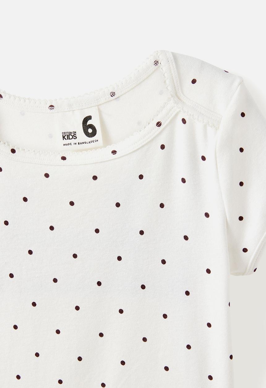 Cotton On - Raya Square Neck Tee - Vanilla/Rocky Road Spot